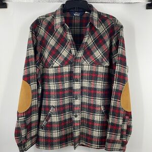 Vintage 70’s 80’s Woolrich plaid red black elbow pad chore jacket Measurements